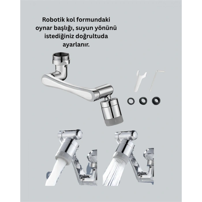 Nevamel® 1080° Dönebilen Püskürtme Filtreli Musluk Başlığı Su Tasarruflu