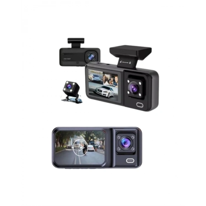 Nevamel 1080p Ön 720p Arka ve İç Kamera ile %100 Kapsama – Gece Görüşlü Araç Kamerası