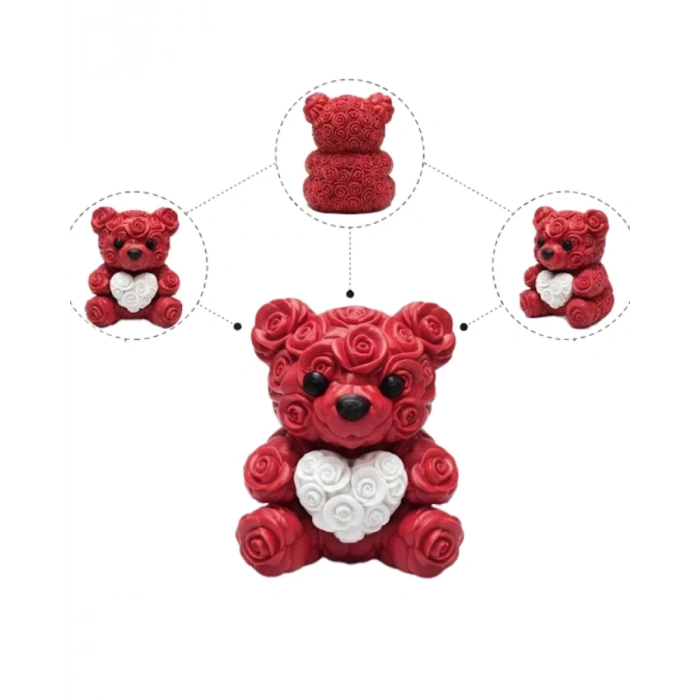 Nevamel® 10cm 3D Özel Baskı Kalpli Ayıcık Romantik Hediye Objesi