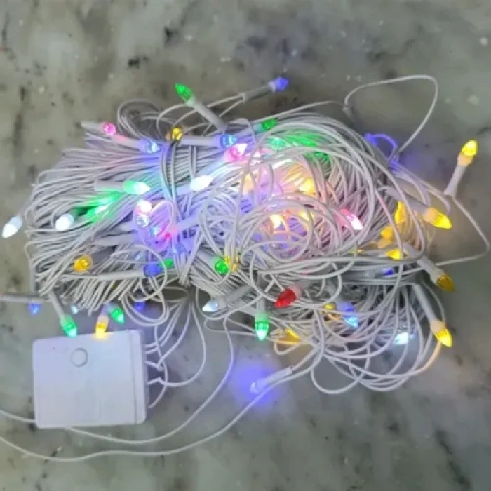 Nevamel 10m 100 LED Damla Uçlu Kırmızı Işık Şeffaf Kablo