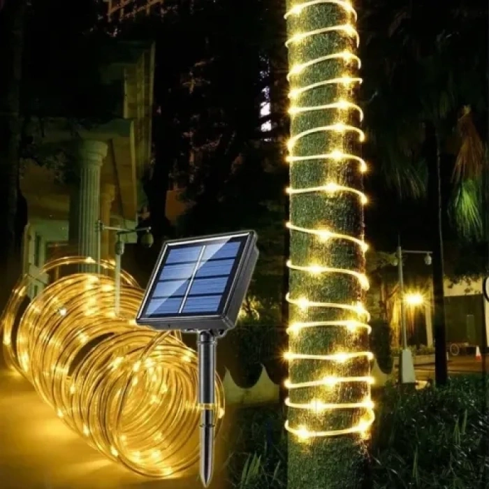 Nevamel 10m 100 LED Solar Led Işık Gün Işığı Şeffaf Kablolu