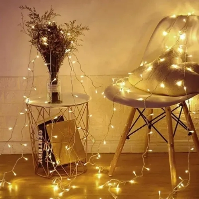 Nevamel 10m 60 LED Pilli 2 Kademeli Gün Işığı Şeffaf Kablo