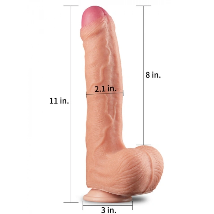 Nevamel® 11 İnç Dual Layer Platinum Silicone Cock