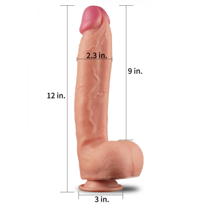 Nevamel® 12 İnç Dual Layered Platinum Silicone Cock