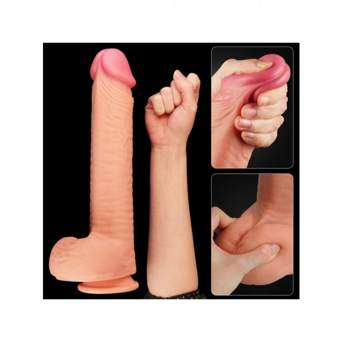 Nevamel® 12 İnç Dual Layered Platinum Silicone Cock Dildo