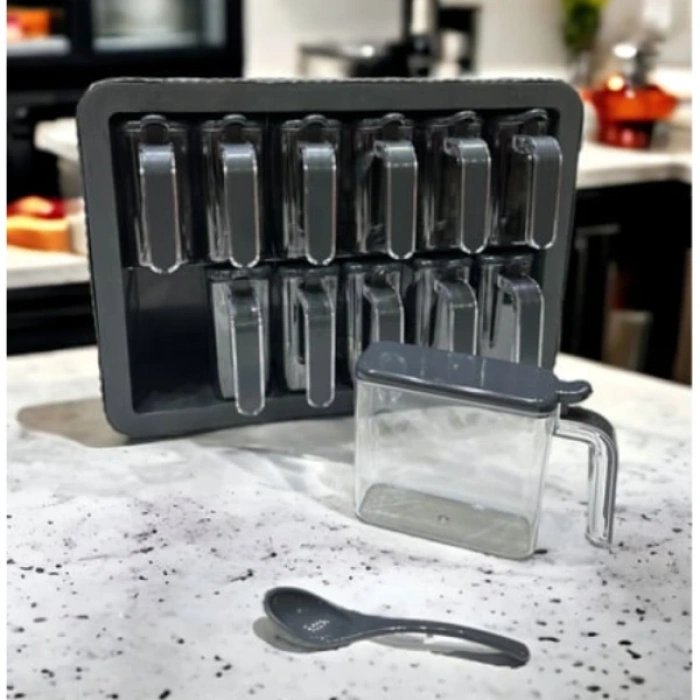 Nevamel 12li Standlı Kaşıklı Baharatlık Seti