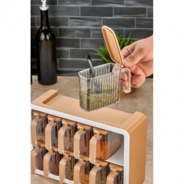 Nevamel 12li Standlı Kaşıklı Baharatlık Seti