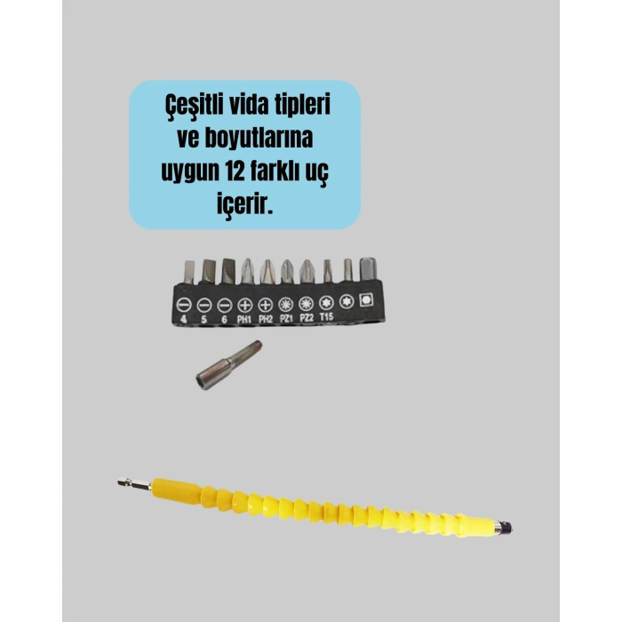 Nevamel® 12 Parça Akrobat Bits Seti Çok Amaçlı Vidalama Dayanıklı Çelik