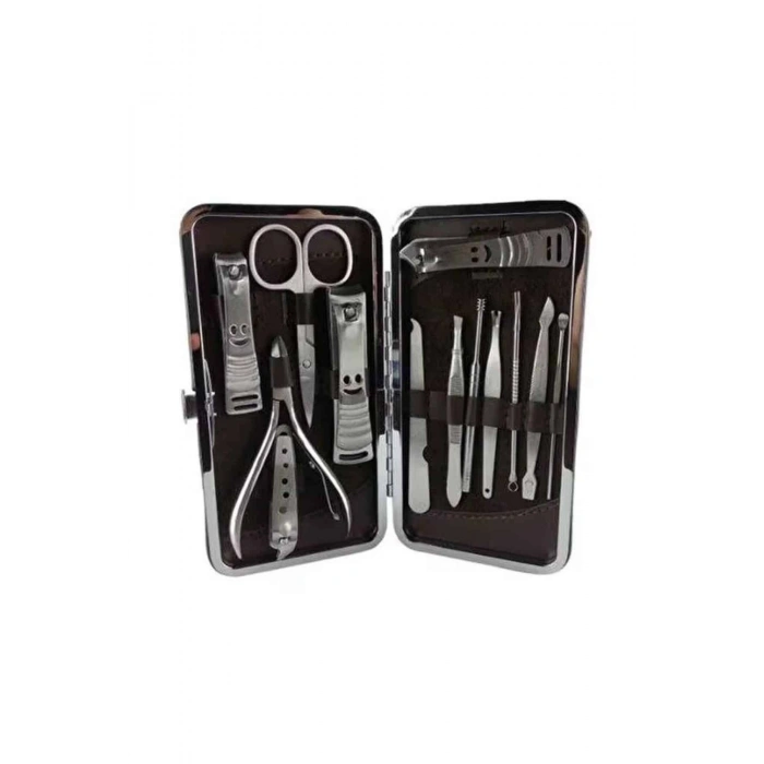 Nevamel 12 Parça Manikür Pedikür Seti Özel Deri Çanta El Ayak Bakımı Akne ve Sivilce Temizleme