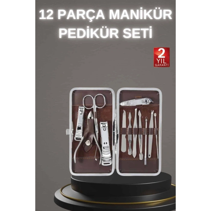 Nevamel 12 Parça Paslanmaz Çelik Kompakt ve Taşınabilir Manikür Makası Tırnak Makası