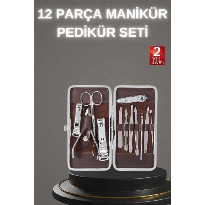 Nevamel 12 Parça Paslanmaz Çelik Kompakt ve Taşınabilir Manikür Makası Tırnak Makası