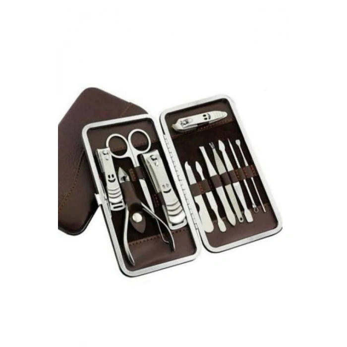 Nevamel 12 Parça Paslanmaz Çelik Kompakt ve Taşınabilir Manikür Makası Tırnak Makası