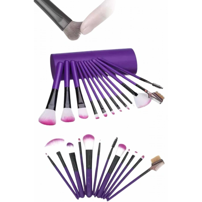 Nevamel 12 Parça Yumuşak Uçlu Makyaj Fırça Set-Göz ve Yüz Makyajı İçin Fırça Seti Profesyonel Makyaj Seti