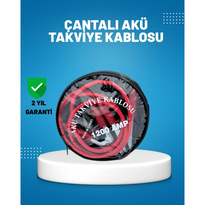 Nevamel® 1200 Amper Akü Takviye Kablosu 2 Metre İzoleli Bakır Uçlu