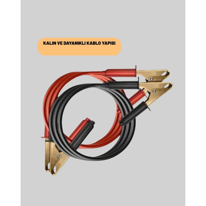 Nevamel® 1200A Güçlü Akü Takviye Kablosu 2m Büyük Maşalı Acil Yardım