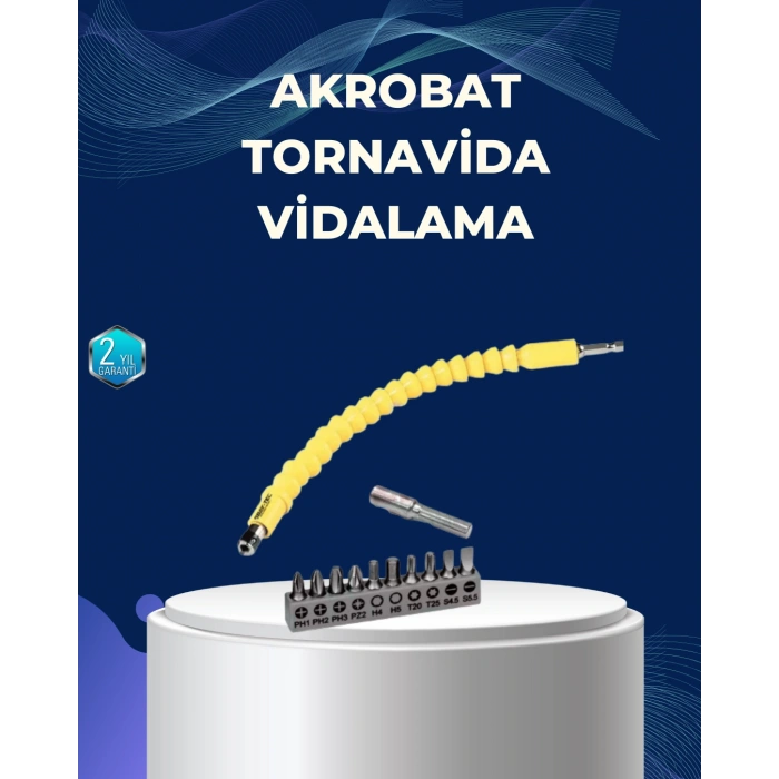 Nevamel® 12’li Akrobat Bits Vidalama Seti Esnek Uç Çok Yönlü Kullanım