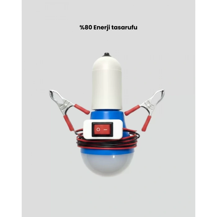 Nevamel® 12V LED Ampul Timsah Kıskaçlı Taşınabilir Aydınlatma