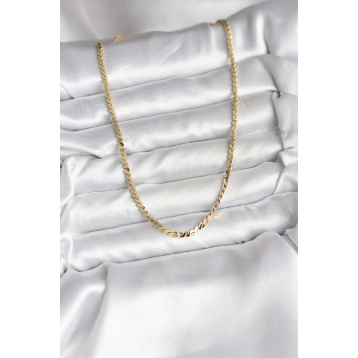 Nevamel® 14K Gold Renk Kaplama Ezme Yılan Zincir Model CM Kadın Kolye 5886