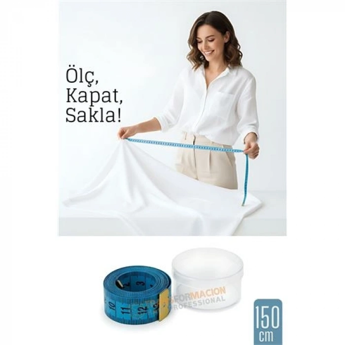 Nevamel® 150 cm Plastik Kutulu Mezura – Esnek Dayanıklı Dikiş ve Ölçüm İçin Pratik Şerit Metre