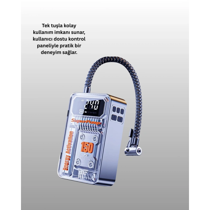 Nevamel 150 PSI Kablosuz Dijital Ekranlı Taşınabilir Araç Lastik Pompası