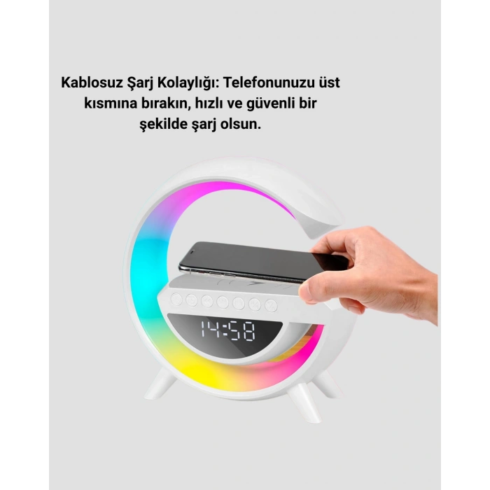 Nevamel 15W Hızlı Şarj Destekli LED Atmosfer Işığı ve Alarm Fonksiyonlu Lamba