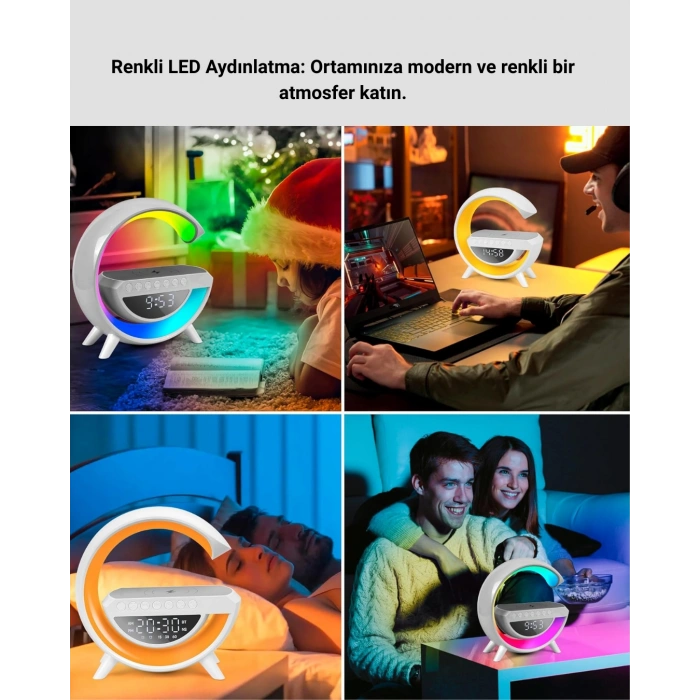 Nevamel 15W Hızlı Şarj Destekli LED Atmosfer Işığı ve Alarm Fonksiyonlu Lamba