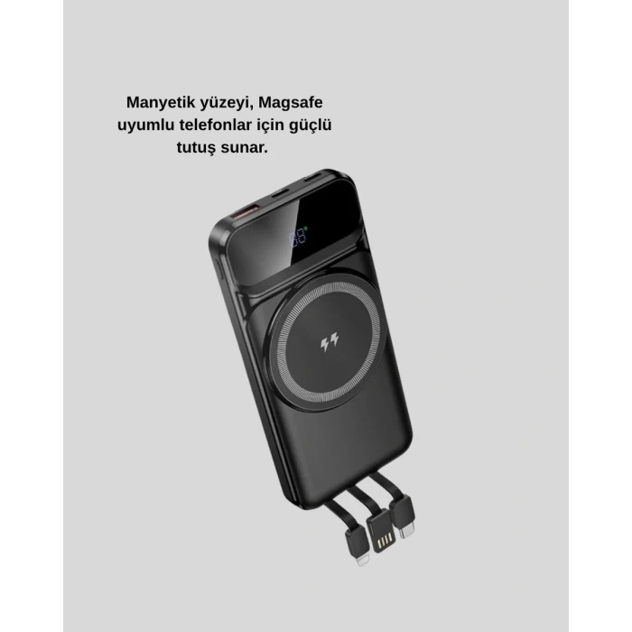Nevamel® 15W Kablosuz Hızlı Şarjlı 10000 mAh Powerbank – Taşınabilir LED Göstergeli
