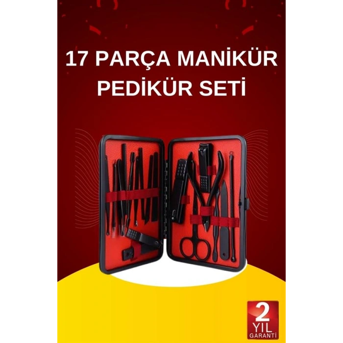 Nevamel 17 Parça El Ayak Bakım Seti Tırnak Temizleme Manikür Pedikür Cımbız Törpü Tırnak Makası