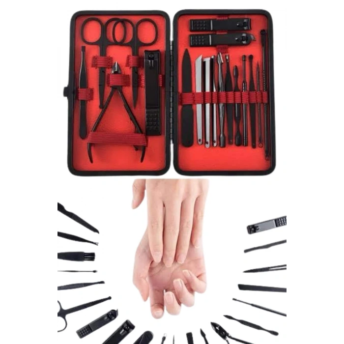 Nevamel 17 Parça Manikür Pedikür Seti El Ayak Bakım Seti Tırnak Makası Törpü