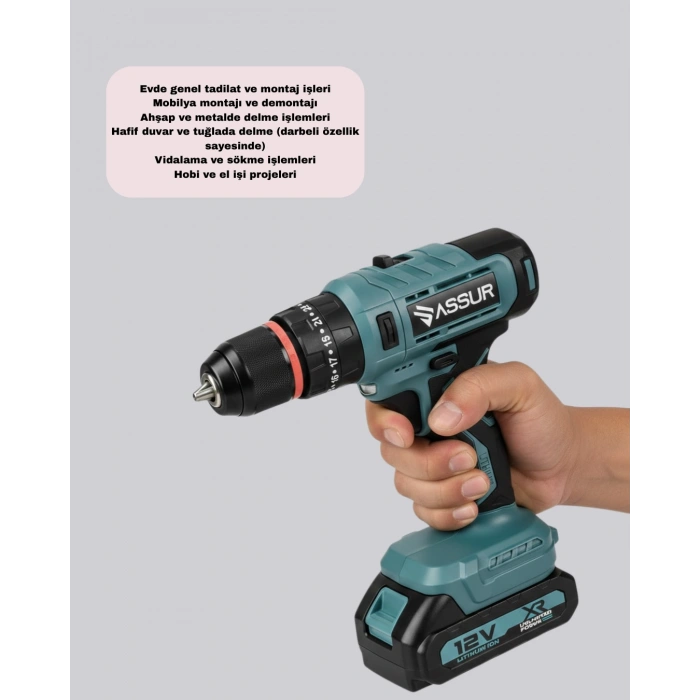 Nevamel® 18 Parça Dijital Matkap Seti Çift Bataryalı