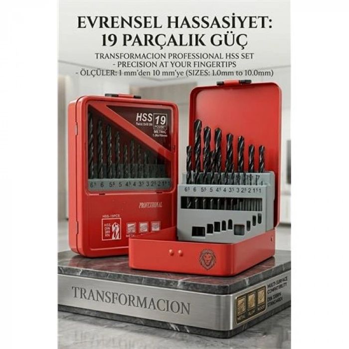 Nevamel® 19 Parça 1 - 10mm Alüminyum Metal Ağaç HSS Uçlu DIN 338RN Matkap Ucu Seti  723033
