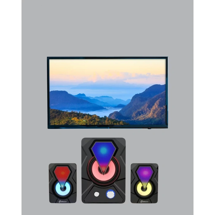 Nevamel® 2+1 RGB LED Işıklı Güçlü Bas Sistemli Bilgisayar Hoparlörü