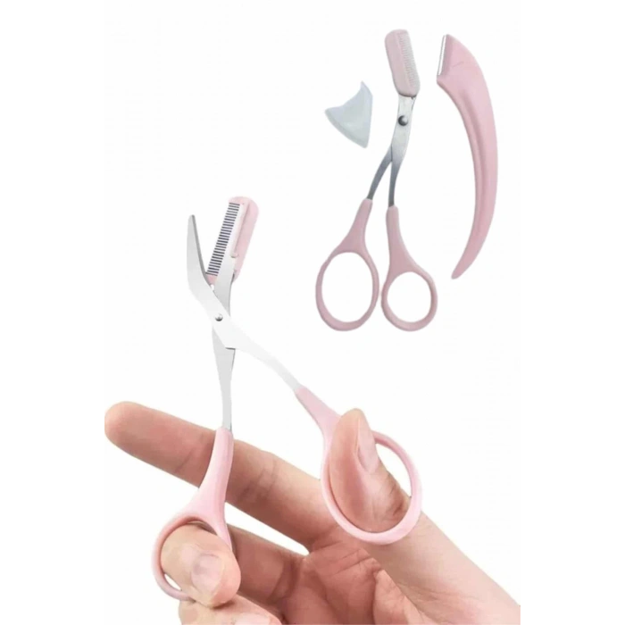 Nevamel 2li Kaş Bakım Seti Taraklı Kaş Makası Ve Kaş Usturası Kaş Şekillendirici