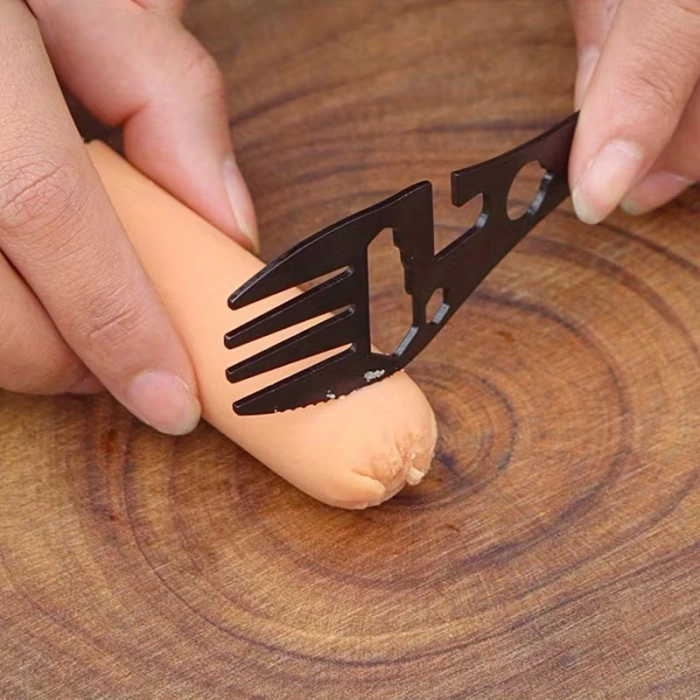 Nevamel® 2li Paket Taktiksel Spork Kaşık Çatal - 5 Fonksiyonlu - Paslanmaz Çelik