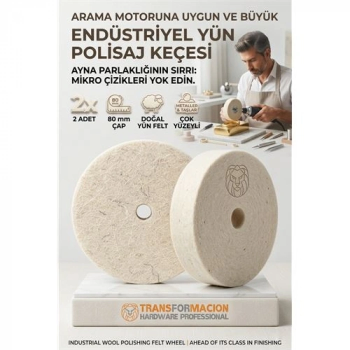 Nevamel® 2 Lİ Polisaj Keçesi 80mm | Sert Yün Disk | Metal Altın Gümüş için Ayna Parlaklığı 723185
