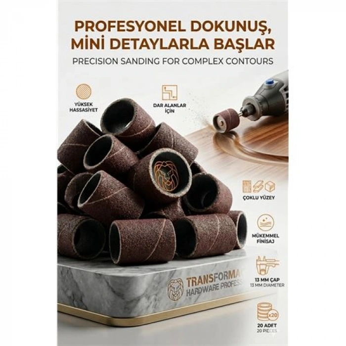 Nevamel® 20li 13 mm Yüzük Zımpara Seti | Detay İşleme & Çapak Alma 723049