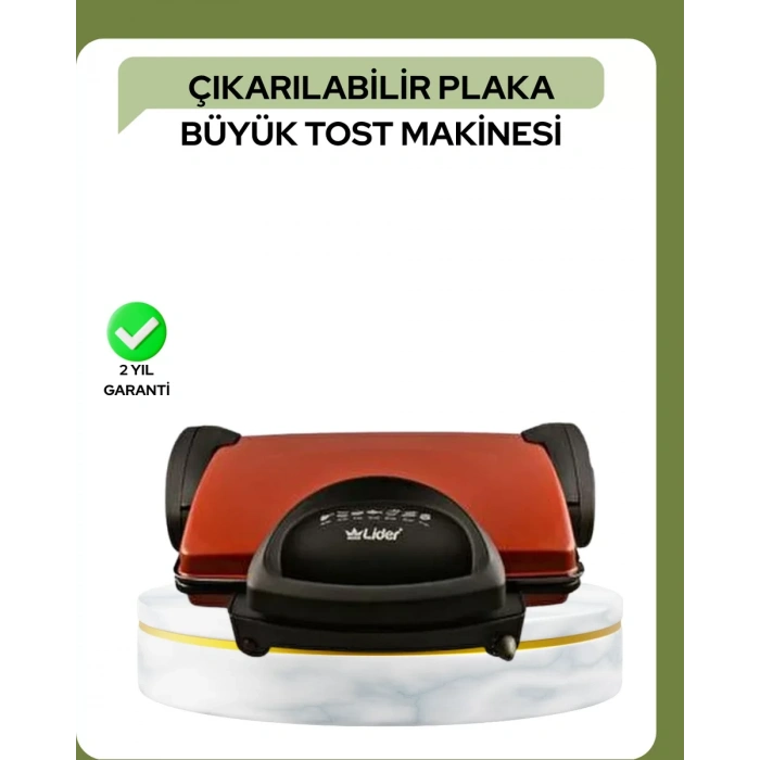 Nevamel® 2000 Watt Teflon Tost Makinesi – Geniş Plaka Ayarlanabilir Isı Kolay Temizlik
