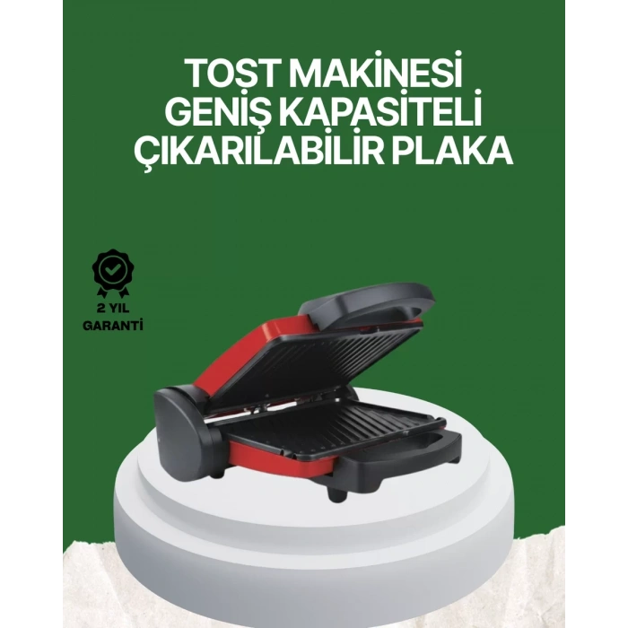 Nevamel® 2000 Watt Teflon Tost Makinesi – Geniş Plaka Ayarlanabilir Isı Kolay Temizlik