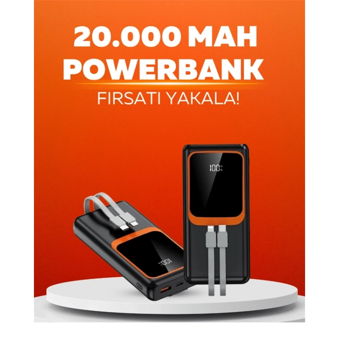 Nevamel 20.000 mAh Powerbank – 22.5W Hızlı Şarj Çok Kablolu Dijital Göstergeli
