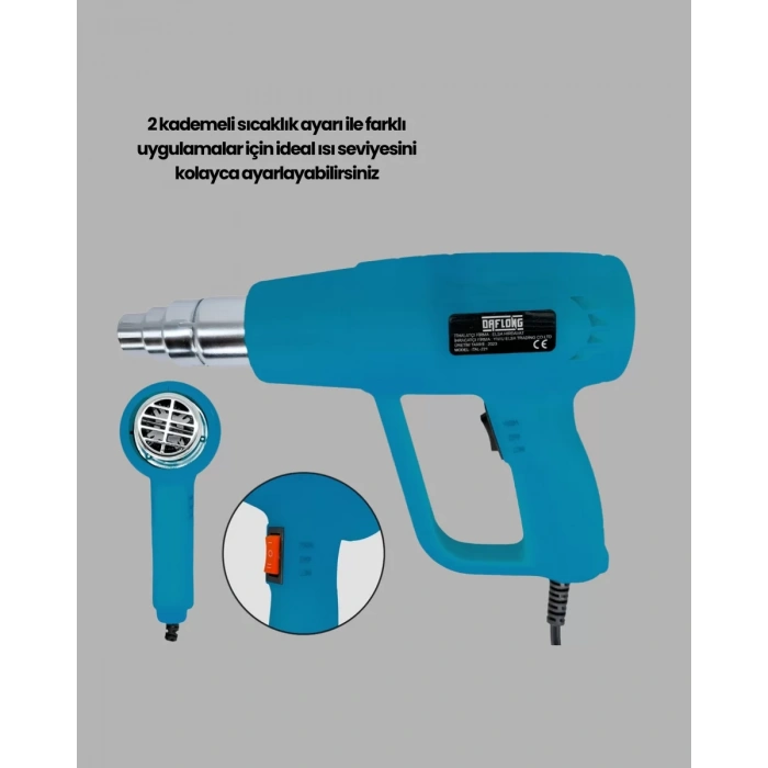 Nevamel® 2000W Sıcak Hava Üfleme Tabancası Seramik Rezistanslı Profesyonel