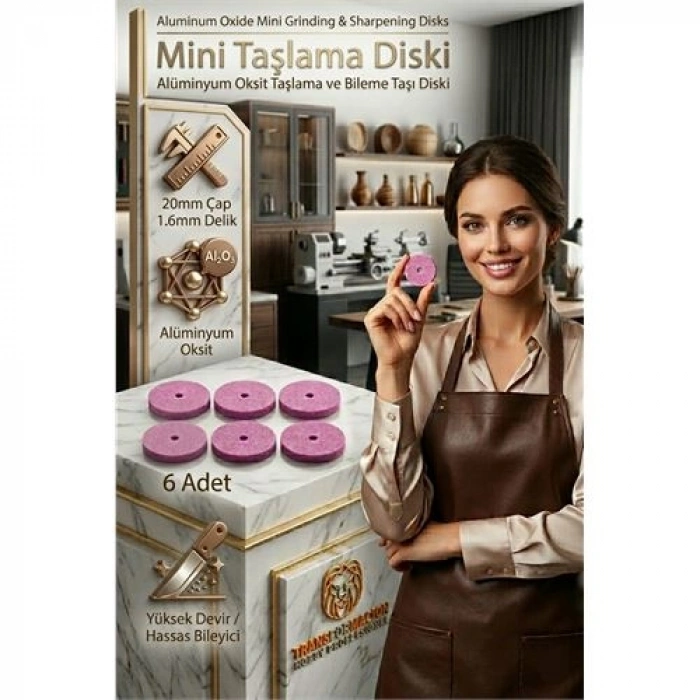 Nevamel®  20mm Mini Taşlama Diski Metal Bileme ve Çapak Alma Taşı 6 ADET 723236