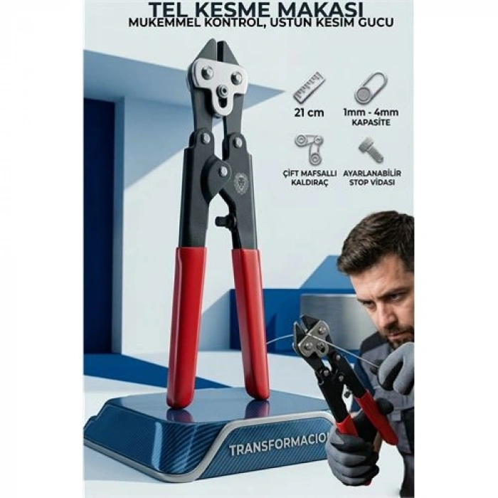 Nevamel® 210 mm Profesyonel Tel Kesme Makası - 1-4 mm Hassas Tel ve Kablo Kesici Bolt Cutter 723177