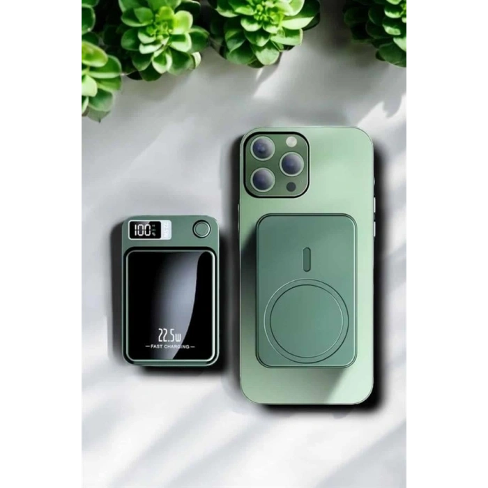 Nevamel 22.5W Magsafe Kablosuz Şarjlı Powerbank Dijital Ekran ve Hızlı Şarj