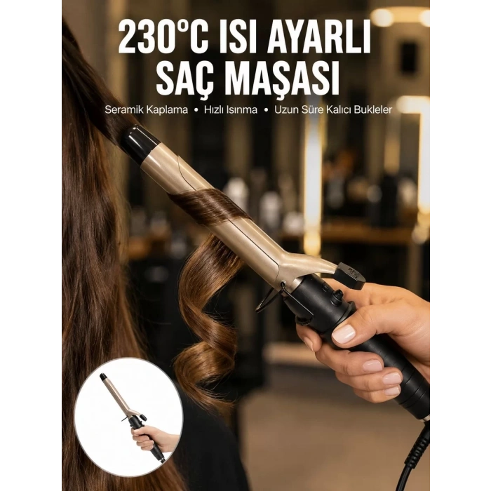 Nevamel® 230 Derece Isı Ayarlı Seramik Saç Maşası 25 mm Yeni Nesil