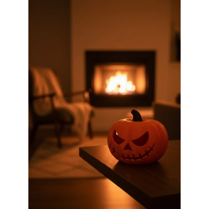 Nevamel® 23×15 cm Korku Temalı Balkabağı Biblo Dekoratif Ev Ofis Süs Eşyası