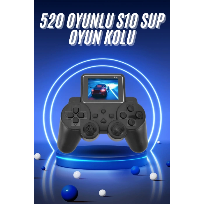 Nevamel 2.4 İnç Ekran 520 Oyunlu Retro Temalı Kablosuz Oyun Kolu El Atarisi