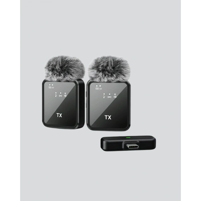 Nevamel® 2’li Kablosuz Yaka Mikrofonu Type-C ve Lightning Uyumlu Profesyonel Set