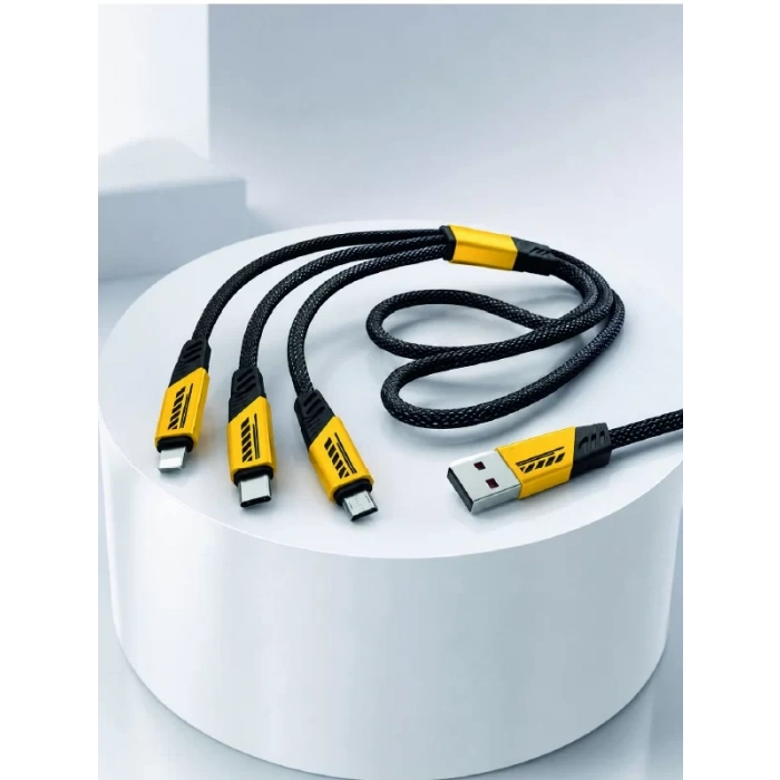 Nevamel® 3lü Şarj Kablosu Hızlı Şarj Destekli Dayanıklı Örgü USB Kablo