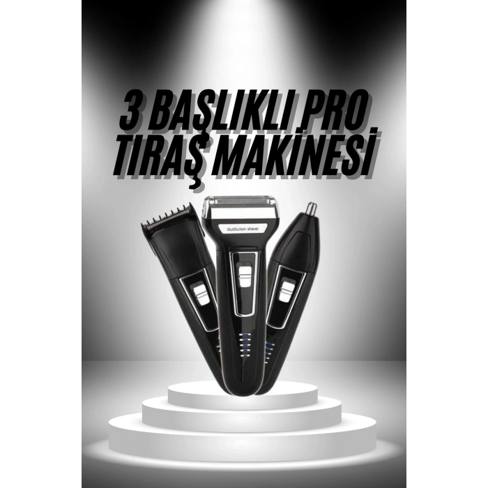 Nevamel 3lü Set Saç Sakal Kesme Traş Makinesi Burun Kılı Alma Tıraş Makinesi