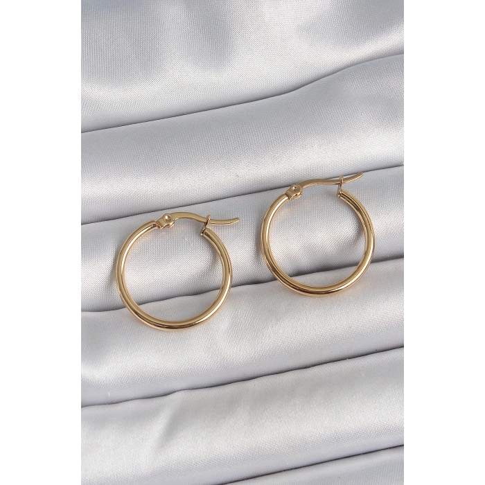 Nevamel® 316 Çelik Gold Renk 22mm Kadın Halka Model Kadın Küpe 5886